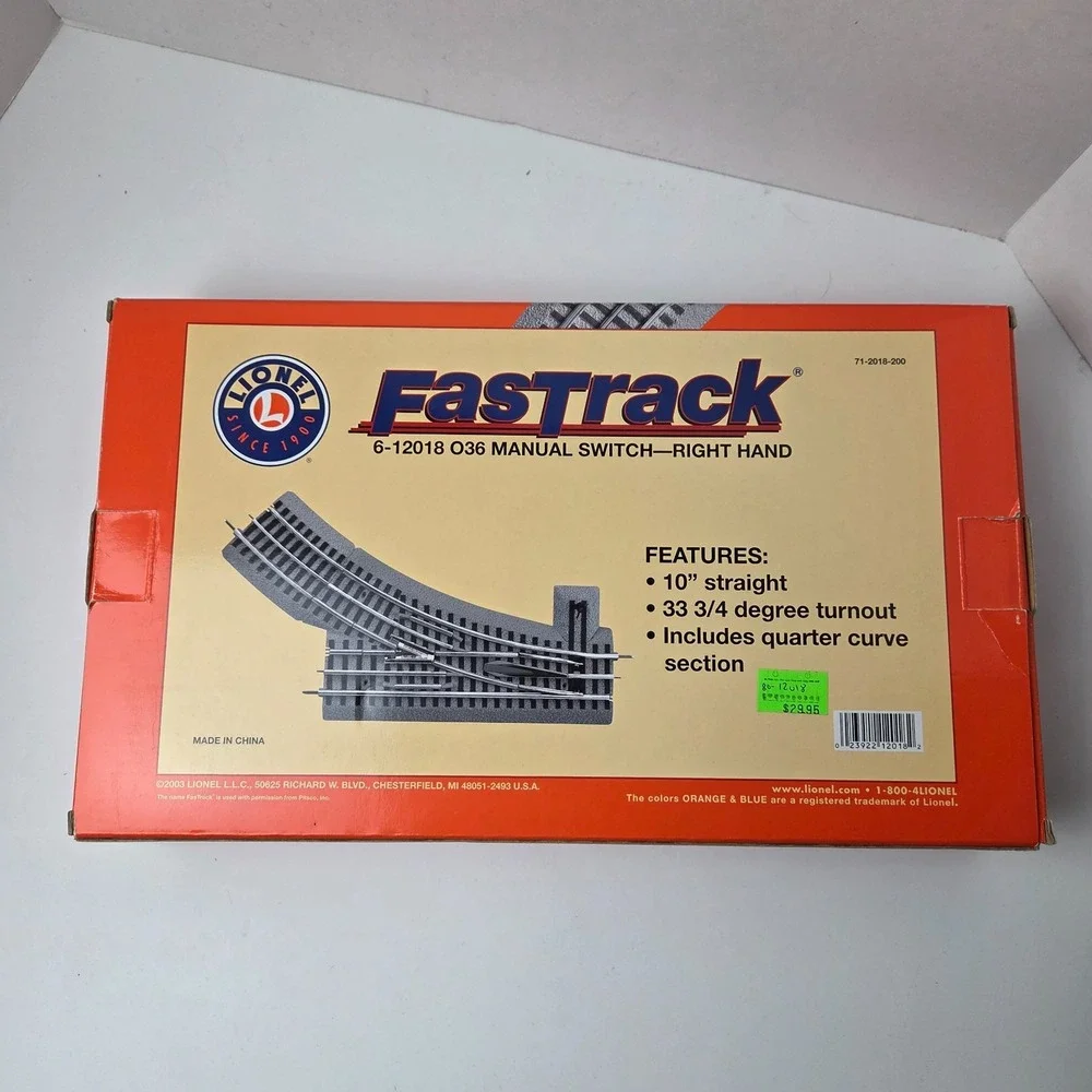 LIONEL FASTRACK 036 RIGHT HAND TRACK SWITCH turn o gauge out train 6-12018 NEW
